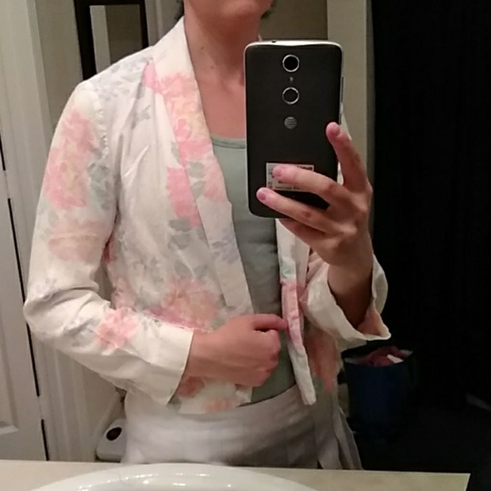 Old navy white pastel floral cotton blazer